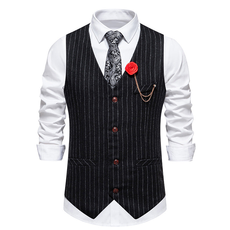 Herren elegante Weste mit schmalem Hahnentrittmuster und asymmetrischen Akzenten EB