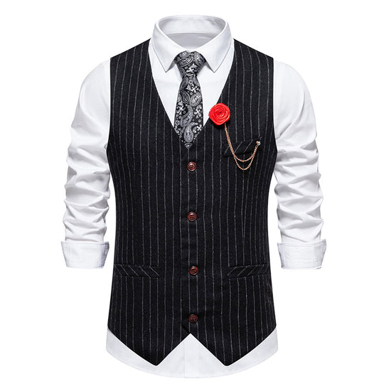 Herren elegante Weste mit schmalem Hahnentrittmuster und asymmetrischen Akzenten EB