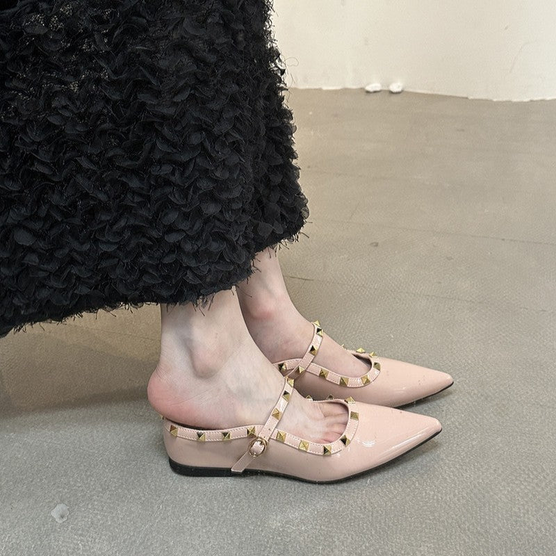 Damen elegante Slingback-Ballerinas mit dekorativen Nieten und komfortablem Fußbett EB