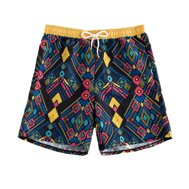 Damen Badeshorts mit geometrischem Muster und elastischem Bund EB