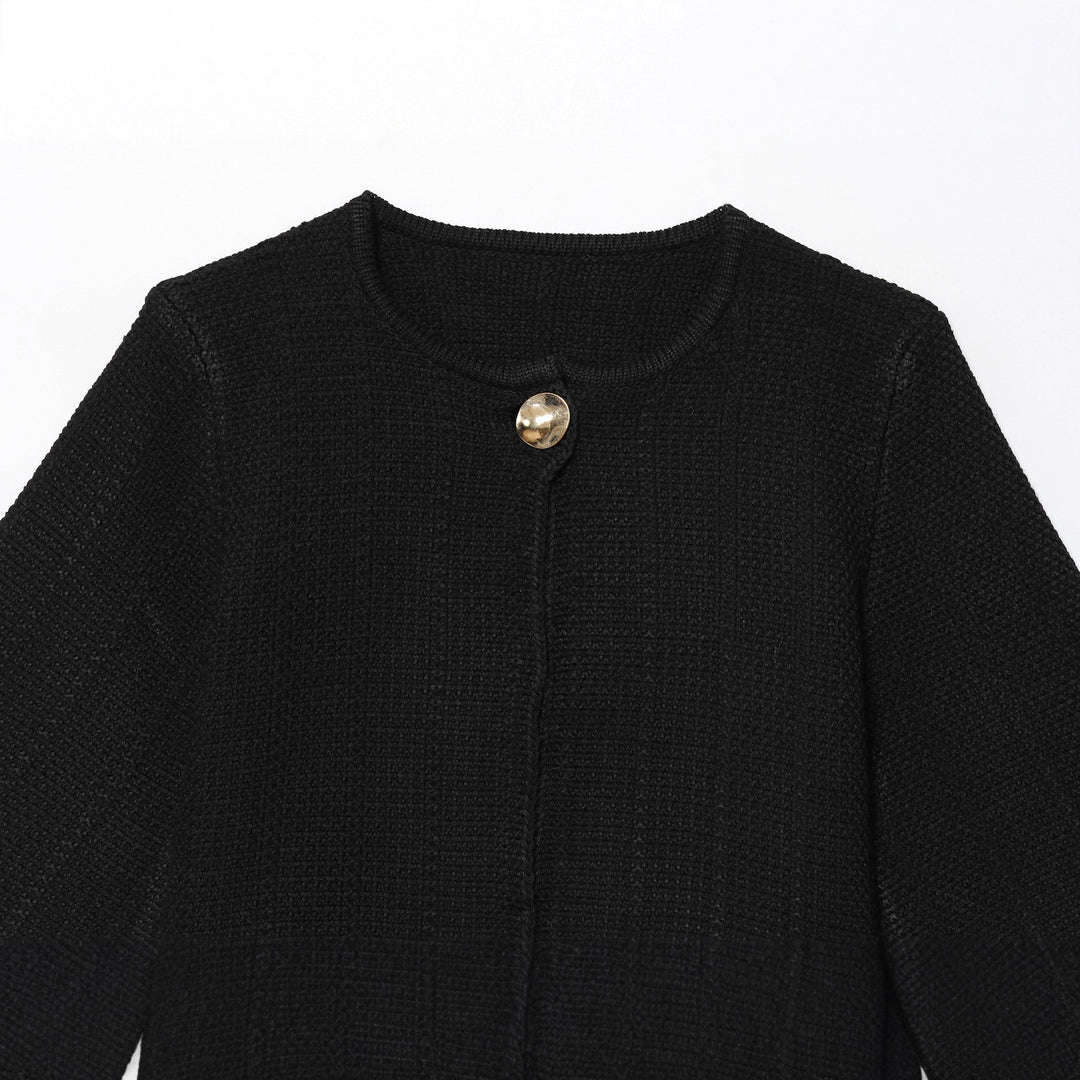 Damen elegante Strickjacke mit dekorativem Knopf EB
