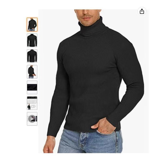 Herren Stehkragen Pullover aus ribbeltem Strick EB