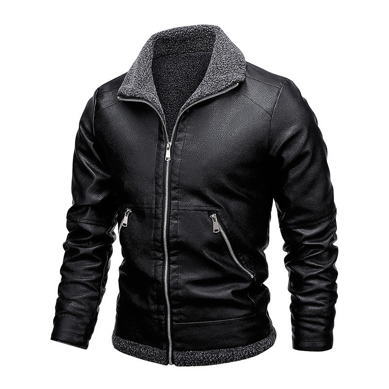 Herren Aviator-Kunstlederjacke mit vollem Sherpa-Innenfutter und Reißverschluss EB