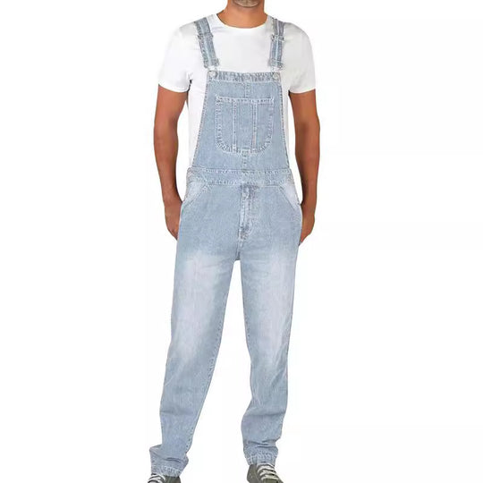 Herren Jeanslatzhose im urbanen Vintage-Stil mit praktischen Taschen EB
