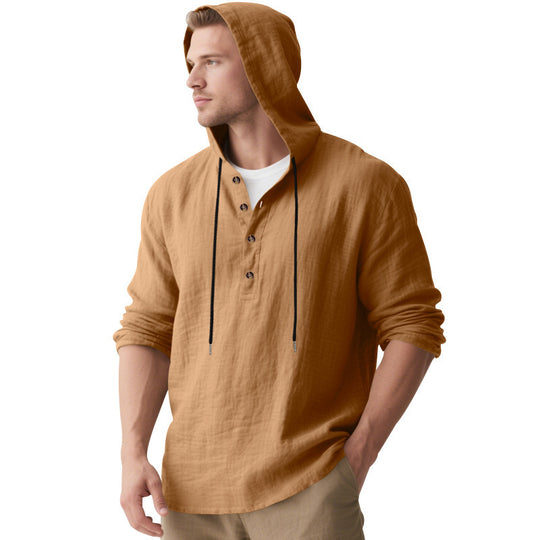 Herren Kapuzenshirt mit Knopfleiste und lässigem Schnitt EB