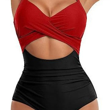 Damen Einteiliger Badeanzug mit elegantem Wickelschnitt EB