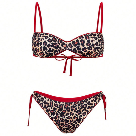 Damen Push-Up Bikini mit elegantem Animal-Print und verstellbaren Trägern EB