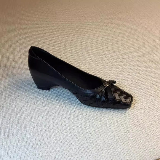 Damen elegante Ballerinas mit geflochtenem Design und modischem Schleifenakzent EB