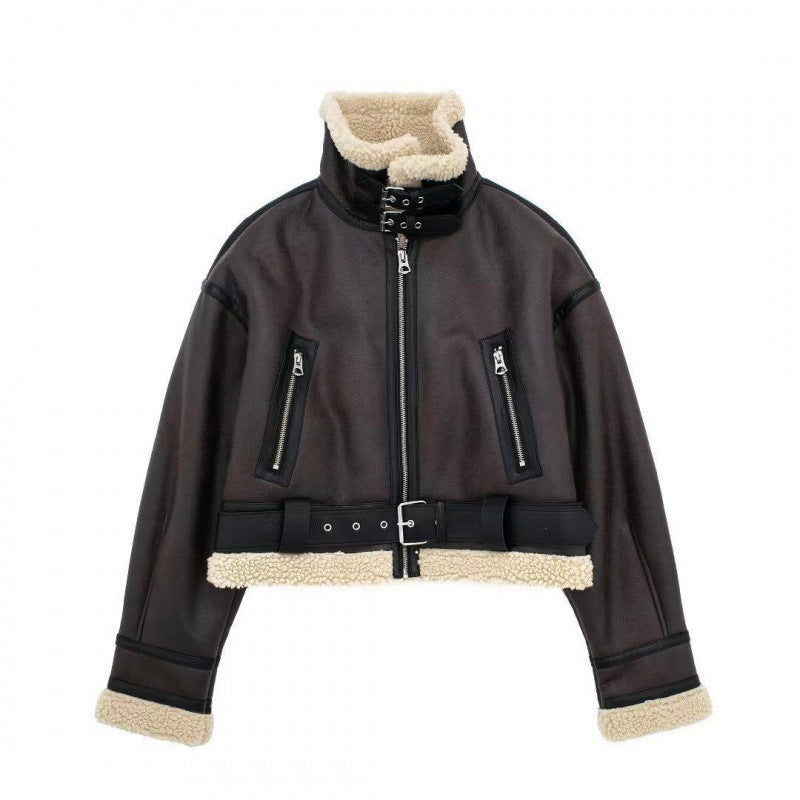 Damen modische jacke mit Innenfutter und Gürtel EB