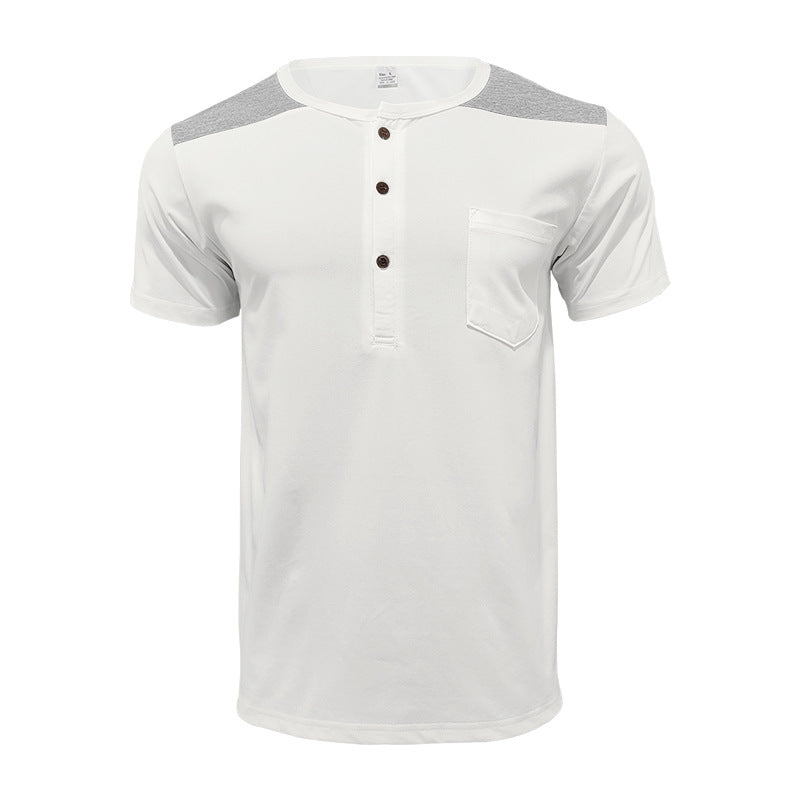 Herren nan Kurzarm-Henleyshirt aus weicher Baumwollmischung mit Brusttasche und Schulterblende EB