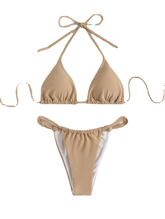 Damen Triangel-Bikini-Set mit hochgeschnittenem Höschen und verstellbaren Trägern EB