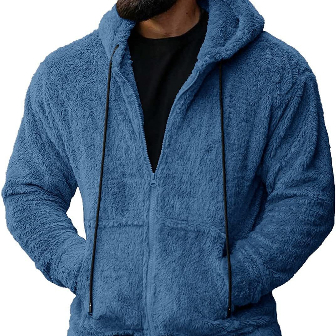 Herren nan kuschelige Teddyfleece Kapuzenjacke mit durchgehendem Reißverschluss EB
