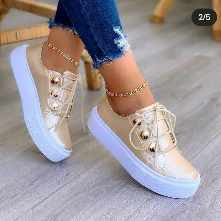 Damen Fashion Sneakers mit modischen Ösen und dämpfender Laufsohle EB