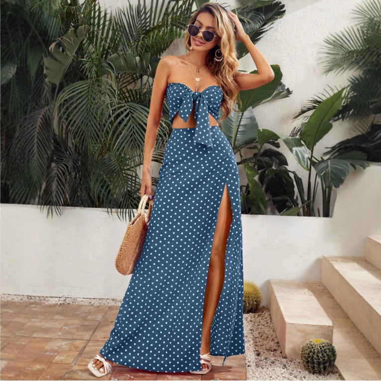 Damen Maxi Kleid mit tiefem V-Ausschnitt und modischem Schlitz EB