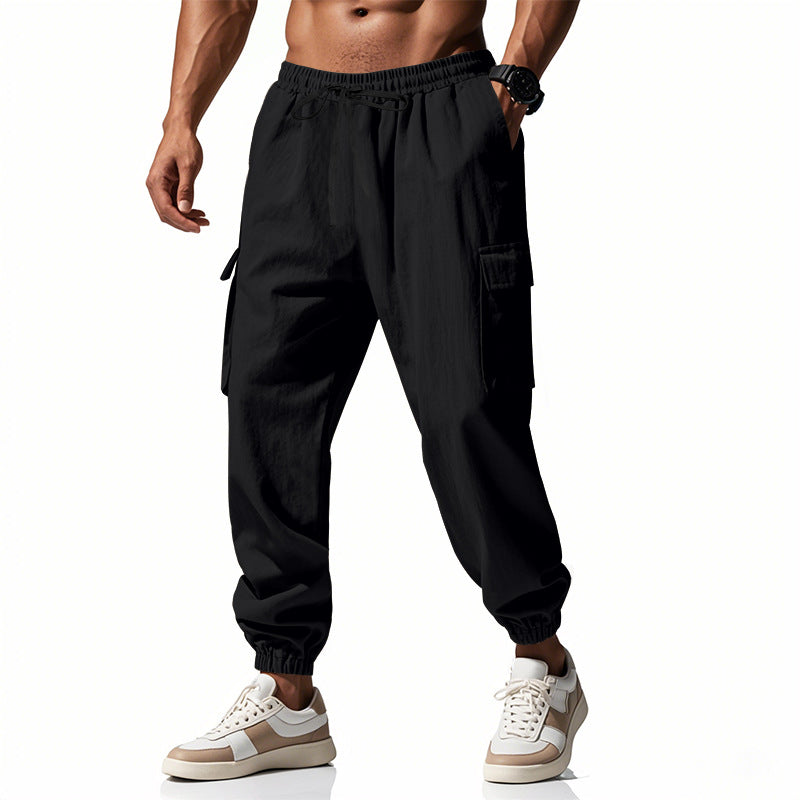 Herren lässige Cargo-Hose mit elastischem Bund und praktischen Seiten- und Oberschenkeltaschen EB