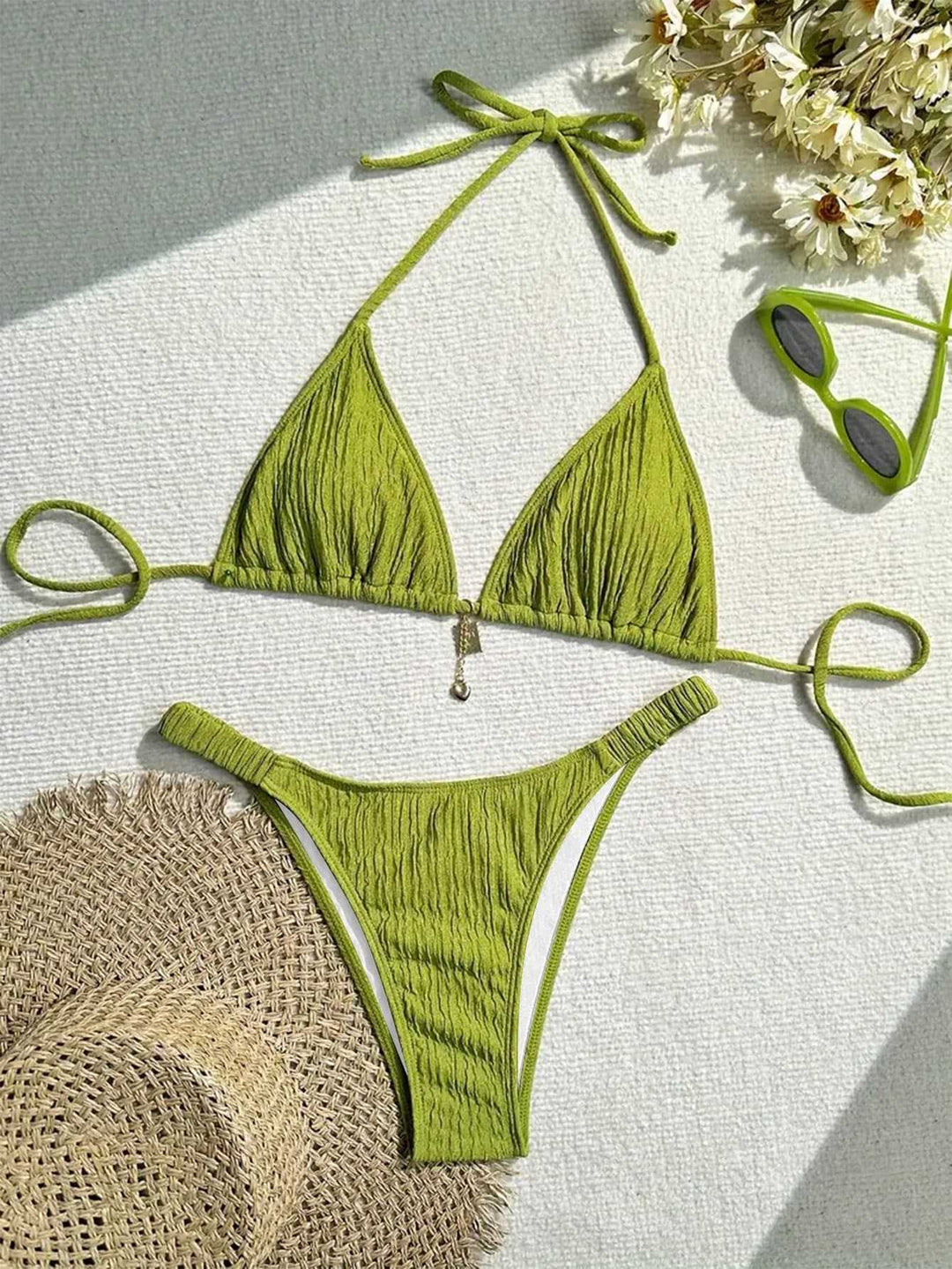 Damen Triangel-Bikini mit gewellter Textur EB