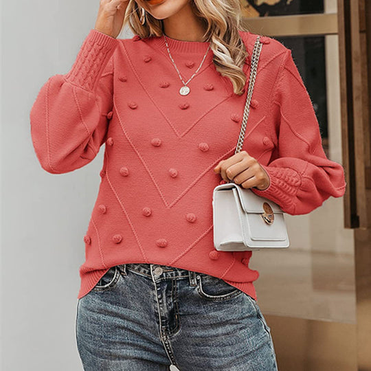 Damen Strickpullover mit 3D-Pünktchen EB