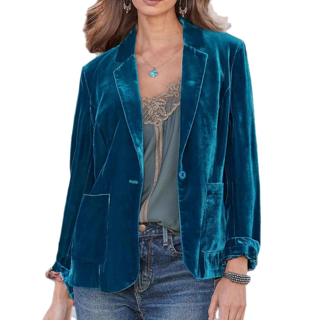 Damen Samt-Blazer mit klassischem Revers und soften Fall EB