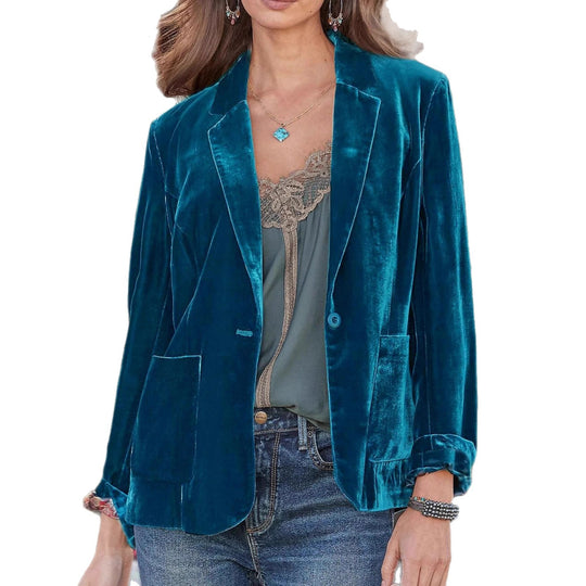 Damen Samt-Blazer mit klassischem Revers und soften Fall EB