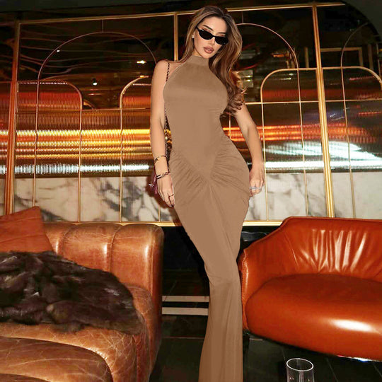 Damen Figurbetontes Maxikleid mit eleganter Drapierung EB