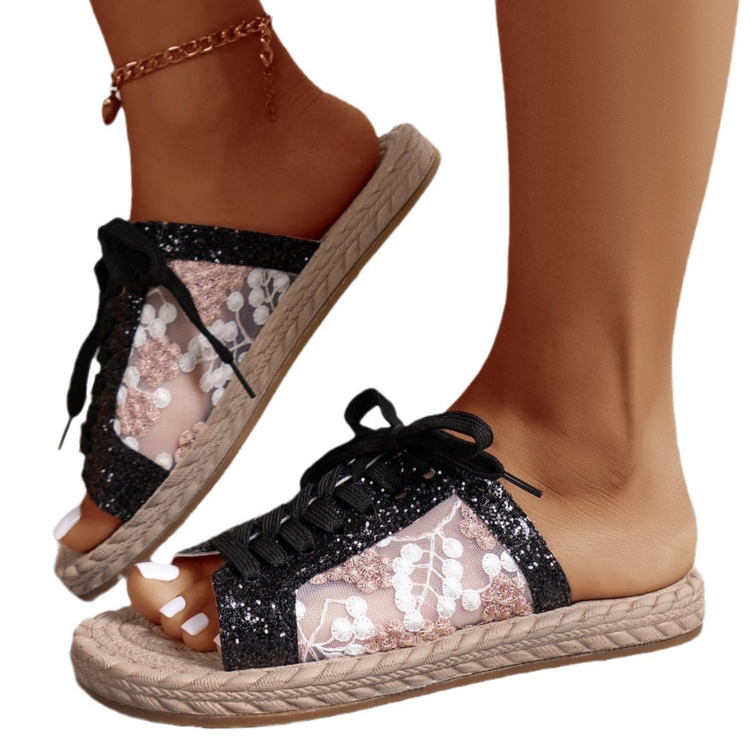 Damen Glitzernde und luftige Schnürsandalen EB
