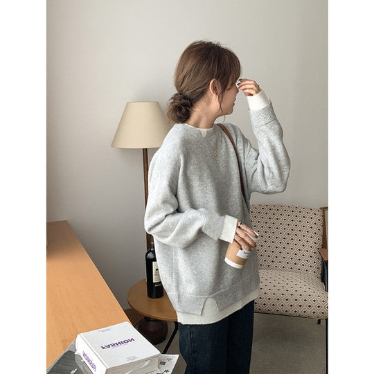 EB | Grauer und Weißer Oversized Pullover