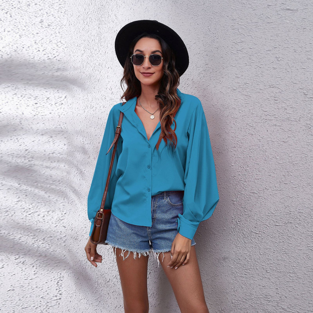 Damen Oversized Longsleeve Bluse mit lässigem Schnitt und voluminösen Ärmeln EB