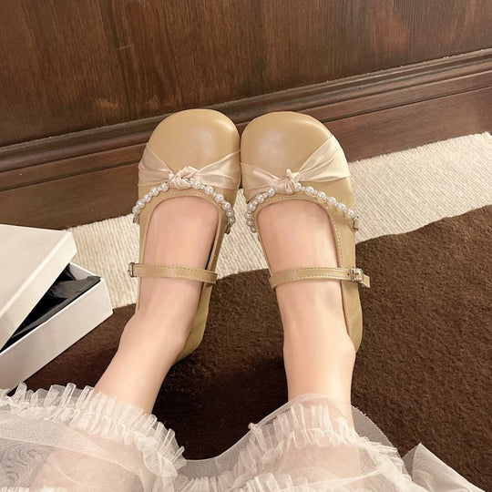 Damen Ballerinas mit Perlenakzent und verstellbarem Riemen EB