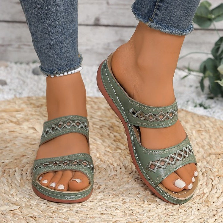 Damen Komfort-Sandalen mit modischem Schnallen-Design EB