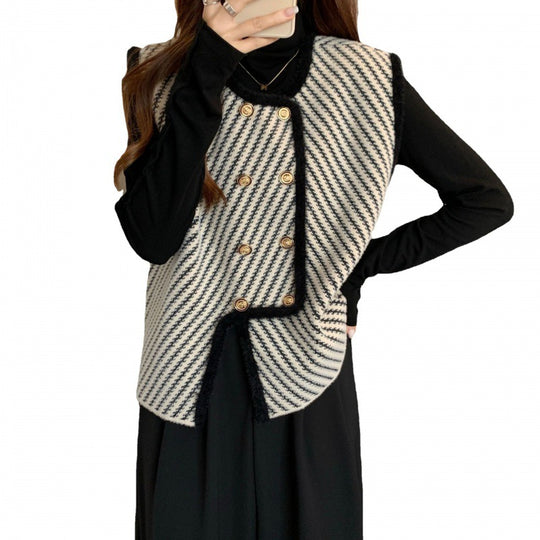 Damen Strickweste mit elegantem Schnitt und klassischen Knopfdetails EB