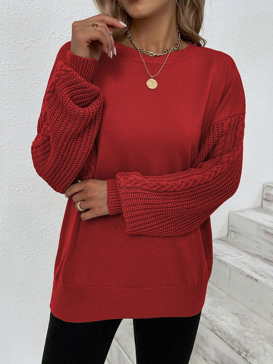 Damen Pullover mit strukturierten Ärmelpartien und lockerer Passform EB