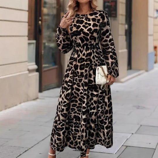 Damen Maxikleid mit modernem Leopardenmuster EB