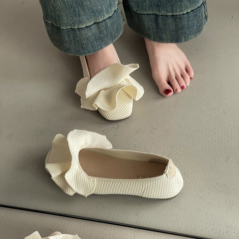Damen Ballerina-Schuhe mit eleganter Rüschendekoration EB