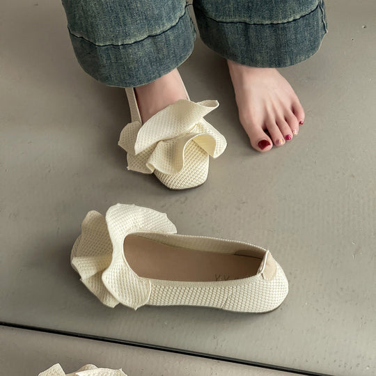 Damen Ballerina-Schuhe mit eleganter Rüschendekoration EB