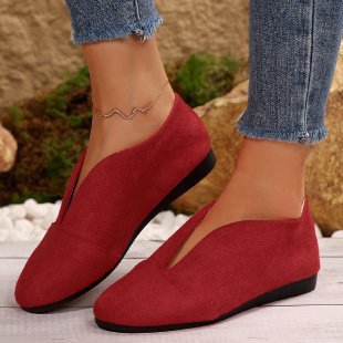 Damen elegante Slipper mit ausgefallenem V-Ausschnitt und bequemer Sohle EB