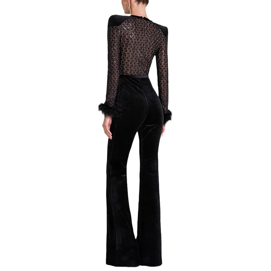 Damen Elegante und modische Bluse mit Pailletten und ausgestellten Ärmel EB