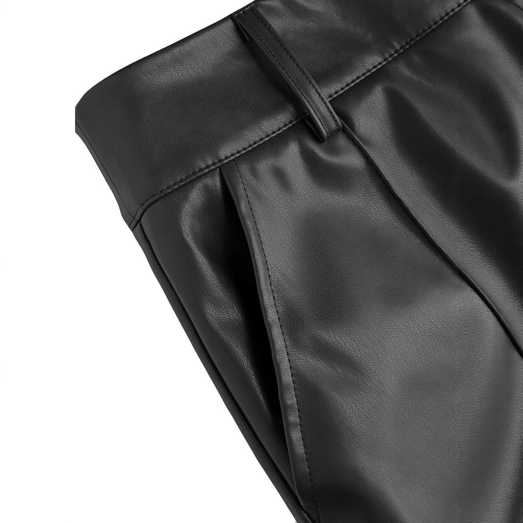 Damen elegante Culotte aus hochwertigem Kunstleder EB