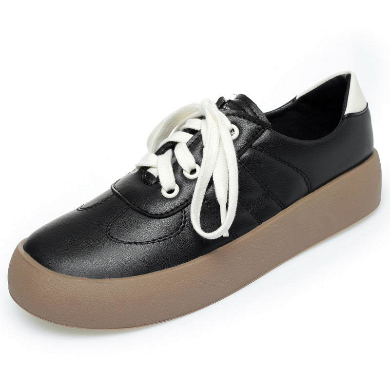 Damen Trendige Plateau-Sneaker aus hochwertigem Kunstleder mit bequemer Sohle EB