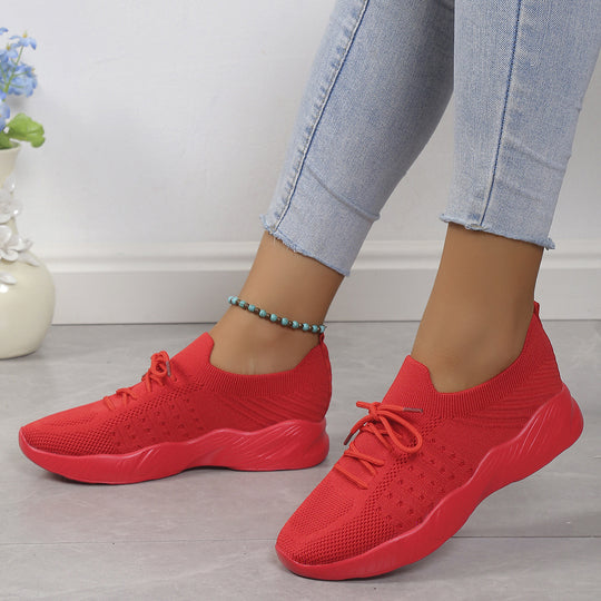 Damen nan gestrickte Slip-On Sneaker mit Memory-Fußbett und rutschfester Wellenlaufsohle EB