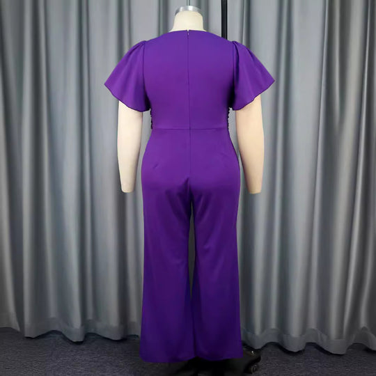 Damen eleganter Jumpsuit mit dekorativer Schleifenapplikation EB