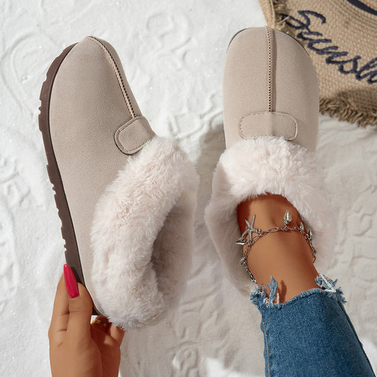 Damen Fuzzy Hausschuhe mit flauschigem Innenfutter EB