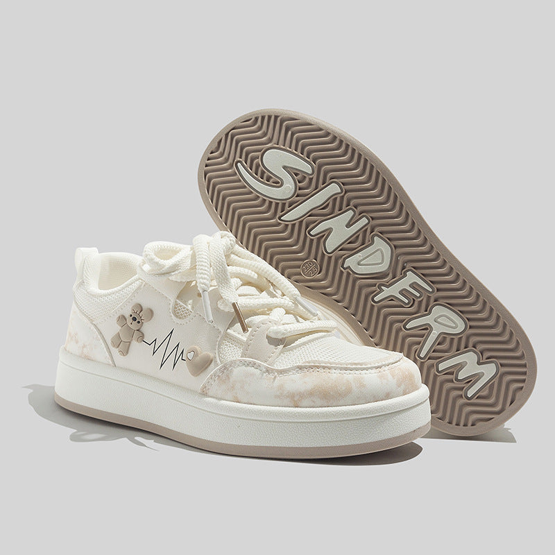 Damen Sneakers mit charmantem Bärenmotiv und atmungsaktiver Oberflächenstruktur EB