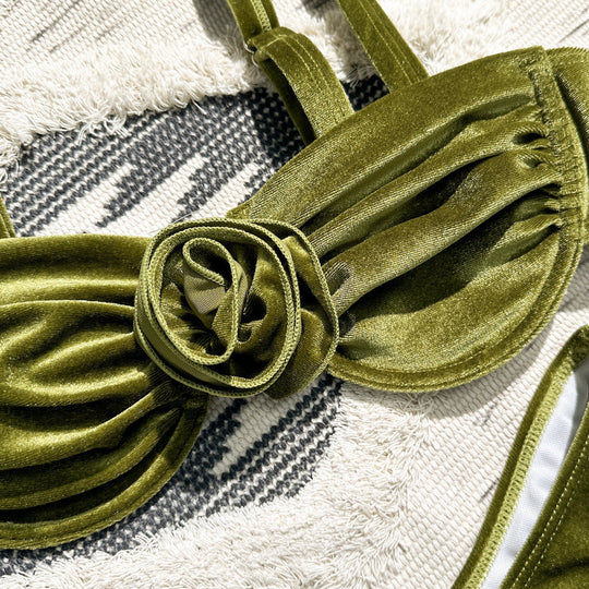 Damen Triangel-Bikini mit verstellbaren Trägern und floralem Detail EB