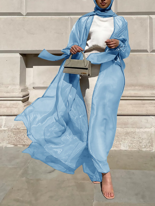 Damen Luftige Kimono-Jacke mit filigranem Design und weiten Ärmeln EB