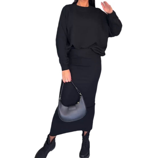 Damen Oversized Pullover und Maxi-Rock Set EB