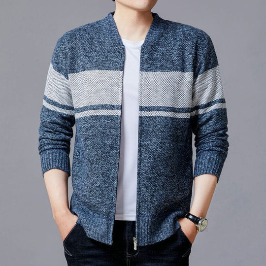 Herren Strickjacke mit modernem Zipper und strukturiertem Design EB