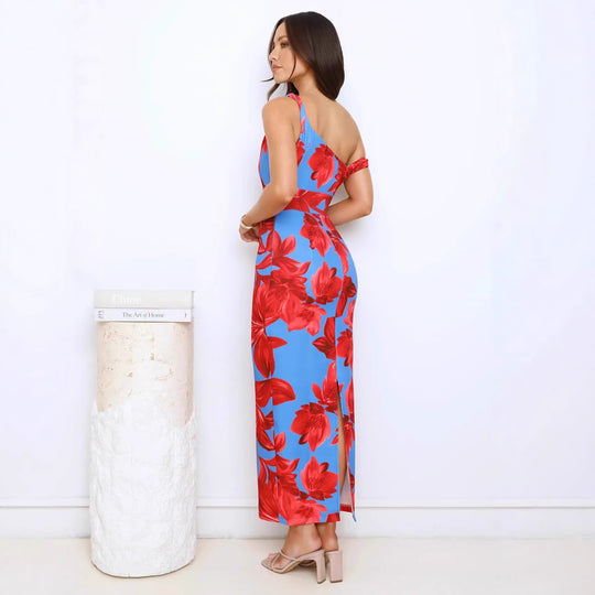 Damen Maxikleid mit einzigartigem floralem Design und verstellbaren Trägern EB