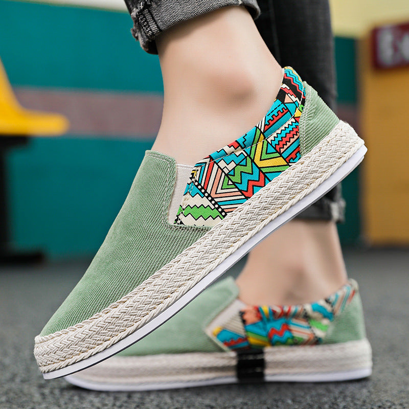 Damen Slip-On Espadrilles mit buntem Ethnodruck EB