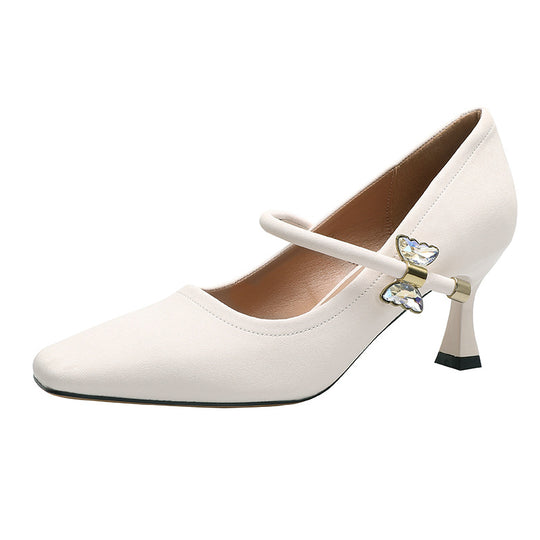 Damen elegante Mary Jane Pumps mit dekorativen Schmuckdetails EB