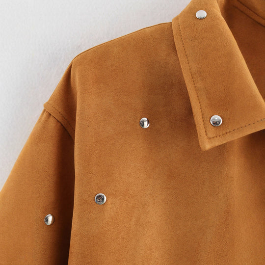 Damen modische Oversized-Jacke mit dekorativen Nieten EB